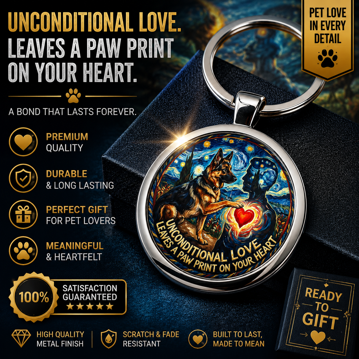 Unconditional Love Dog Keychain