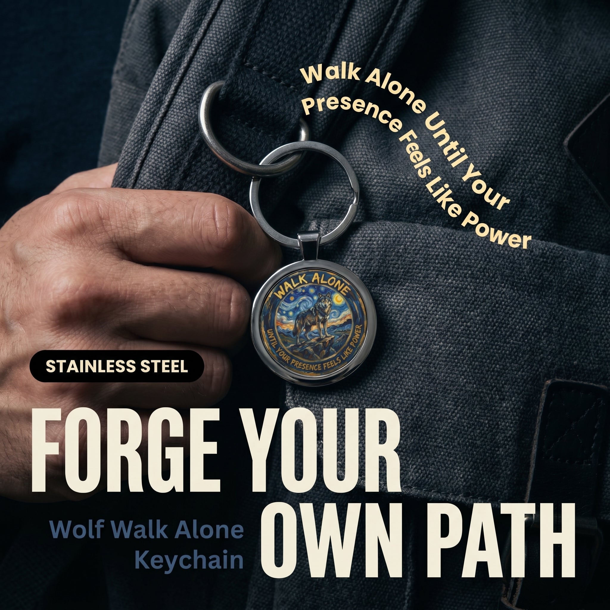 Wolf Walk Alone Keychain