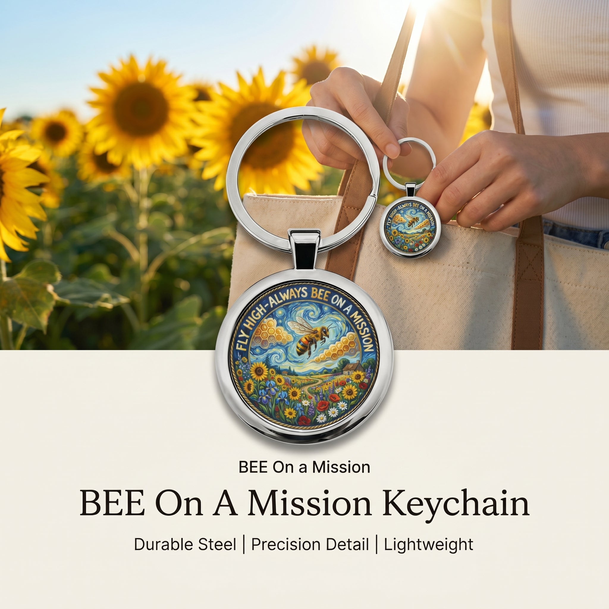 BEE On A Mission Keychain