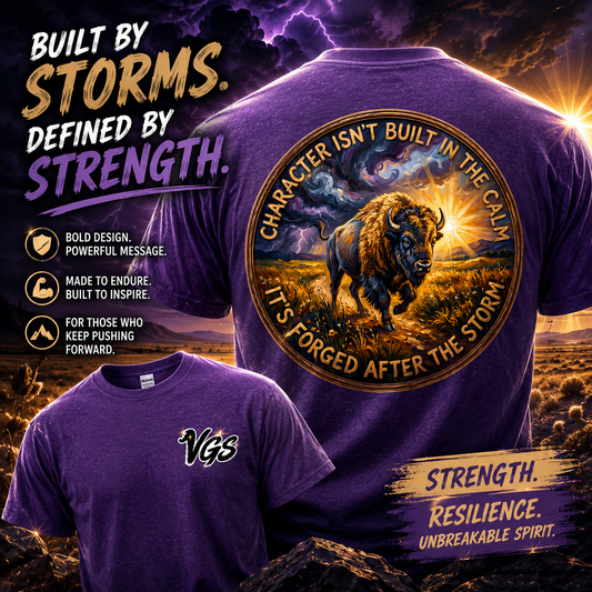 Forged After the Storm – Bison Graphic T-Shirt