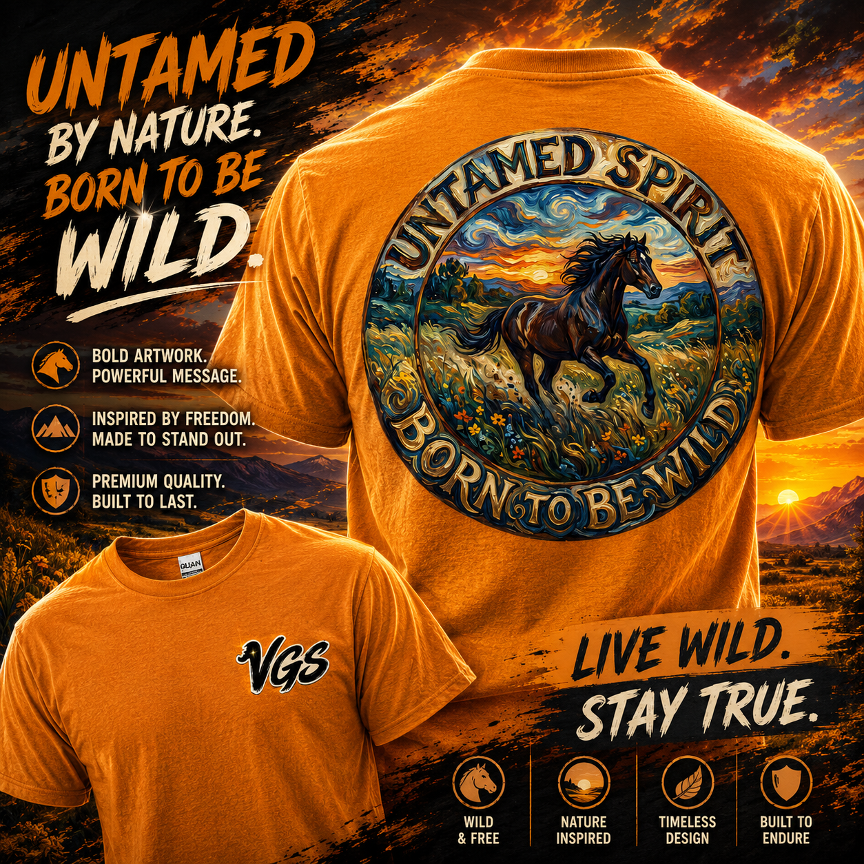 Untamed Spirit – Horse Graphic T-Shirt