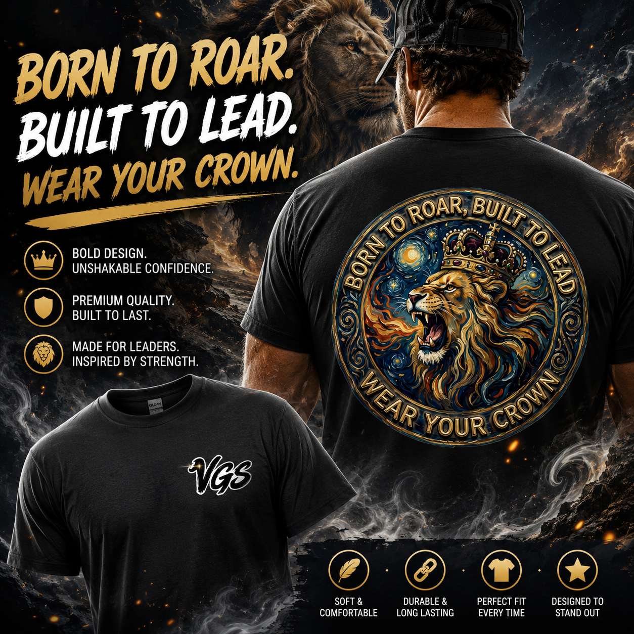 Wear Your Crown - Lion Graphic T-Shirt